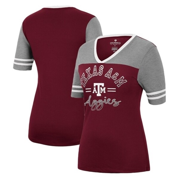 Colosseum Tops - COLOSSEUM Texas ATM A&M Aggies Heathers Grey and Maroon Tee College Station